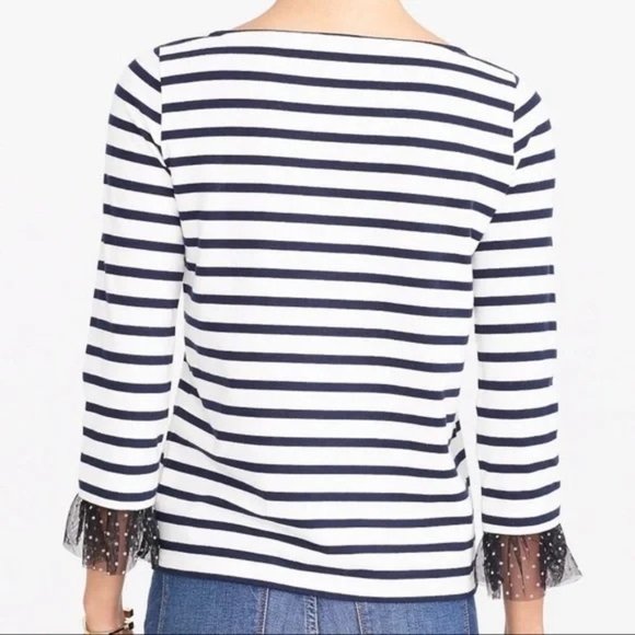 JCrew S Striped Shirt with Ruffle Sleeve - Picture 2 of 9